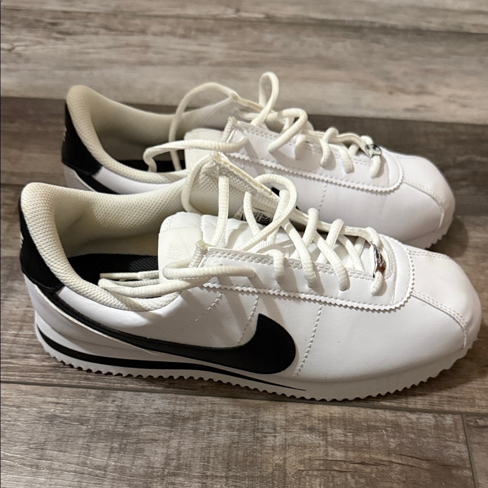 Nike White and Black Cortez Athletic Shoes